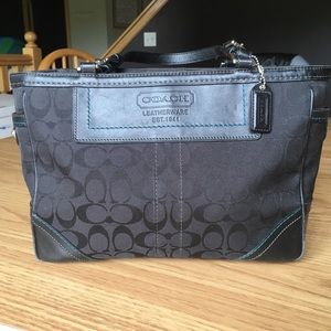 Black Coach Signature Gallery Handbag Leather Tote